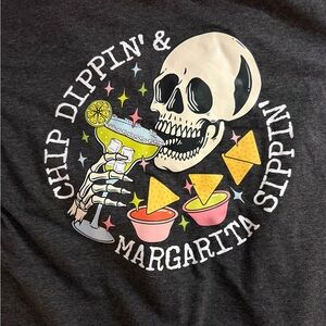 Graphic Tee with Skull and Margarita Design